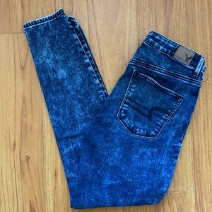 American Eagle Acid Wash High Waisted Skinny Jeans